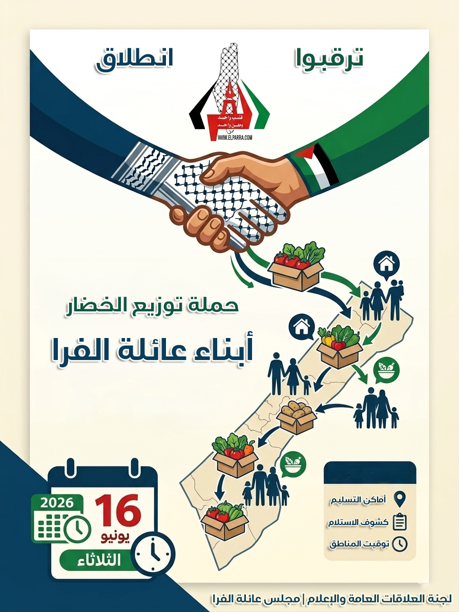 انطلاق حملة توزيع الخضار على أبناء عائلة الفرا